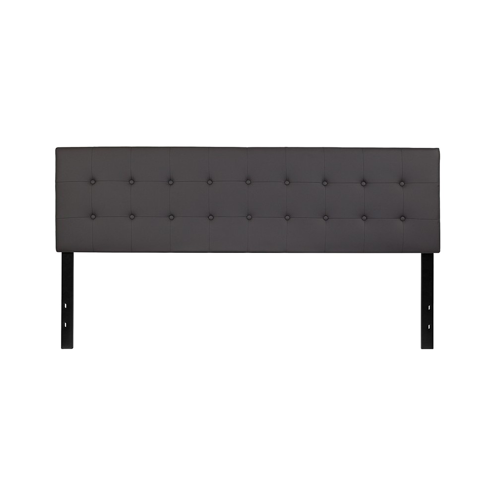 Lennox Tufted Upholstered King Size Headboard in Gray Vinyl