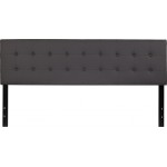 Lennox Tufted Upholstered King Size Headboard in Gray Vinyl