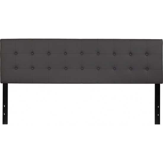 Lennox Tufted Upholstered King Size Headboard in Gray Vinyl