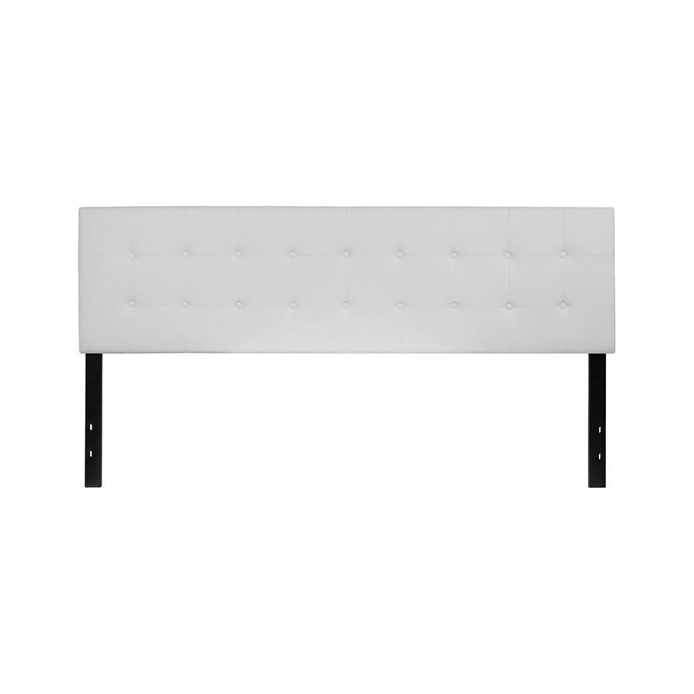 Lennox Tufted Upholstered King Size Headboard in White Vinyl Lennox Tufted Upholstered King Size Headboard in White Vinyl