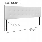 Lennox Tufted Upholstered King Size Headboard in White Vinyl