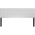 Lennox Tufted Upholstered King Size Headboard in White Vinyl