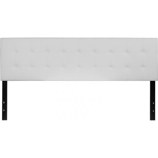 Lennox Tufted Upholstered King Size Headboard in White Vinyl