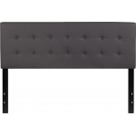 Lennox Tufted Upholstered Queen Size Headboard in Gray Vinyl