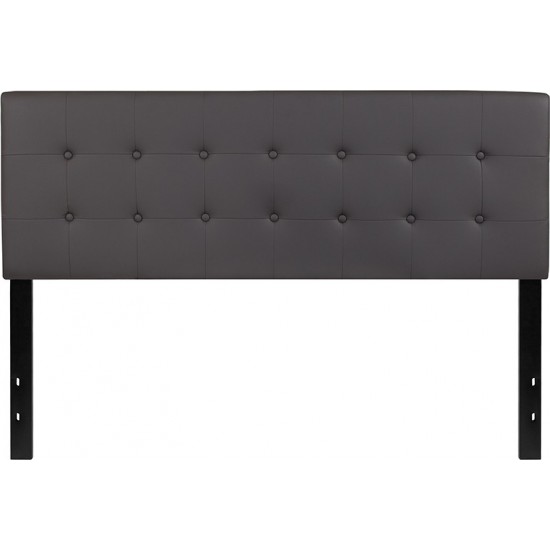 Lennox Tufted Upholstered Queen Size Headboard in Gray Vinyl
