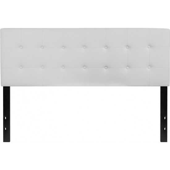 Lennox Tufted Upholstered Queen Size Headboard in White Vinyl