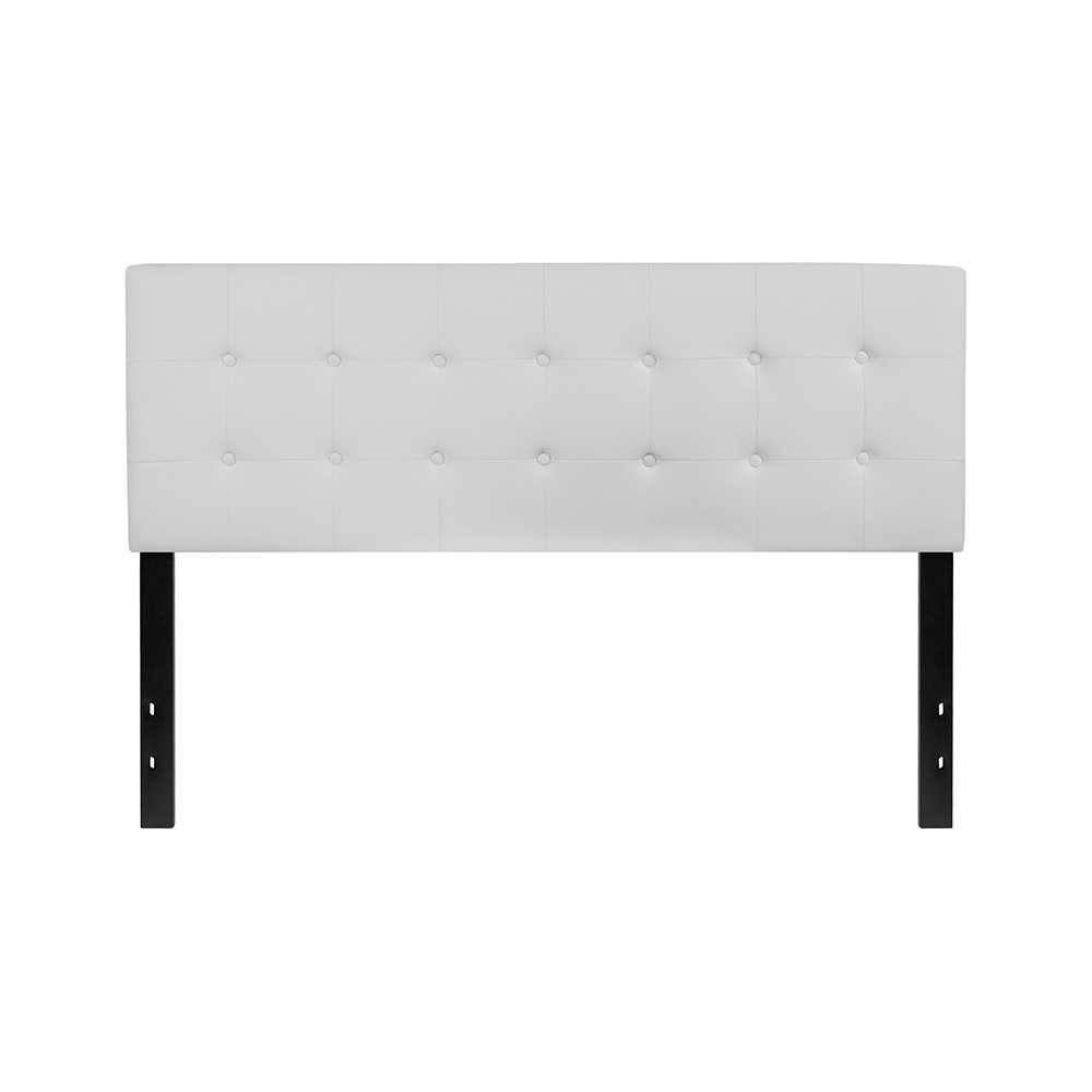 Lennox Tufted Upholstered Queen Size Headboard in White Vinyl