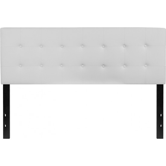 Lennox Tufted Upholstered Queen Size Headboard in White Vinyl