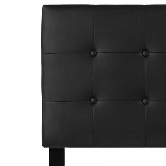 Lennox Tufted Upholstered Twin Size Headboard in Black Vinyl