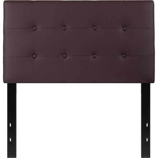 Lennox Tufted Upholstered Twin Size Headboard in Brown Vinyl