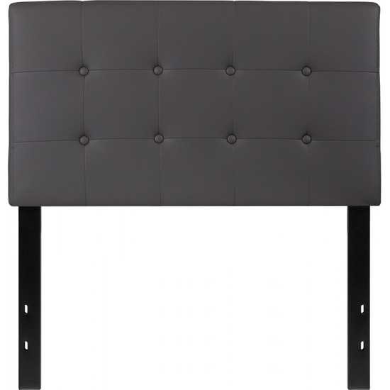 Lennox Tufted Upholstered Twin Size Headboard in Gray Vinyl