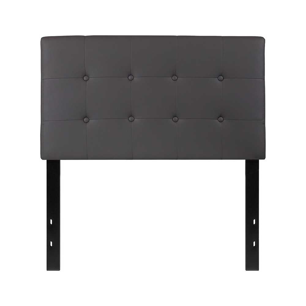 Lennox Tufted Upholstered Twin Size Headboard in Gray Vinyl Lennox Tufted Upholstered Twin Size Headboard in Gray Vinyl