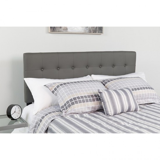 Lennox Tufted Upholstered Twin Size Headboard in Gray Vinyl