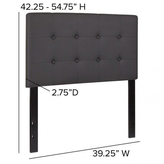 Lennox Tufted Upholstered Twin Size Headboard in Gray Vinyl