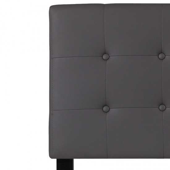Lennox Tufted Upholstered Twin Size Headboard in Gray Vinyl