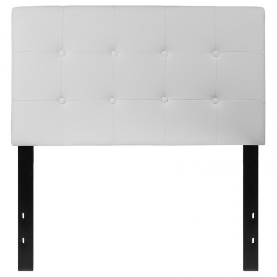 Lennox Tufted Upholstered Twin Size Headboard in White Vinyl