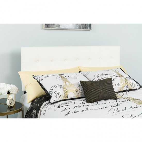 Lennox Tufted Upholstered Twin Size Headboard in White Vinyl