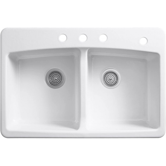 Brookfield 33″ Equal Double Bowl Undermount, White