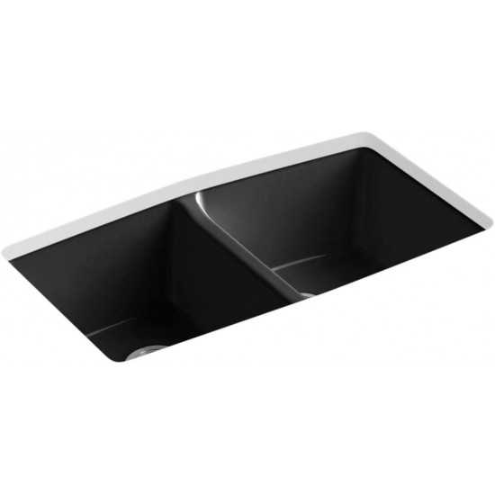 Brookfield 33″ Equal Double Bowl Undermount, Black