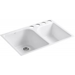 Executive Chef Large/Medium, High/Low Double Bowl Undermount, White