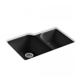 Executive Chef Large/Medium, High/Low Double Bowl Undermount, Black