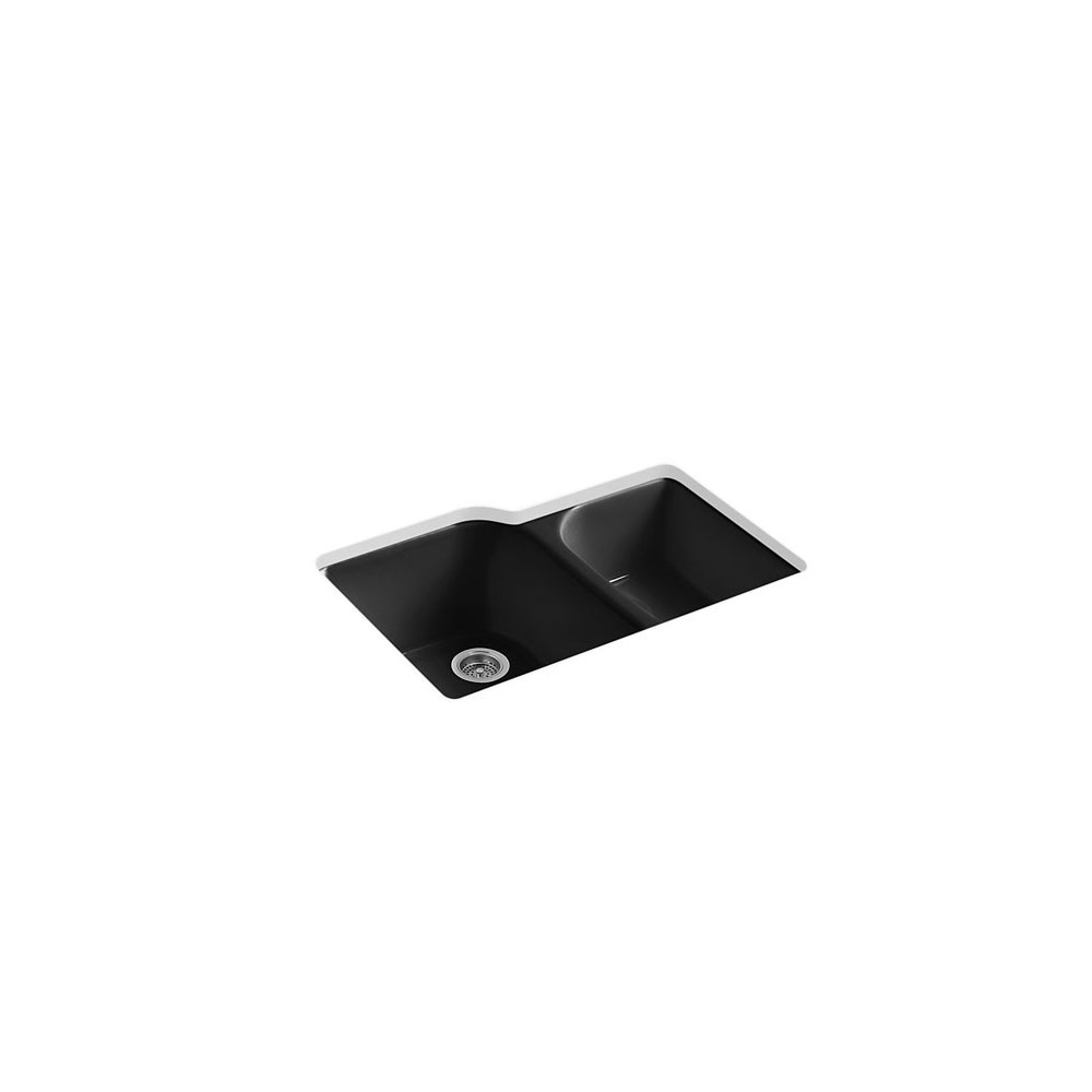 Executive Chef Large/Medium, High/Low Double Bowl Undermount, Black