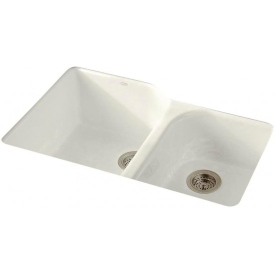 Executive Chef Large/Medium, High/Low Double Bowl Undermount, Biscuit