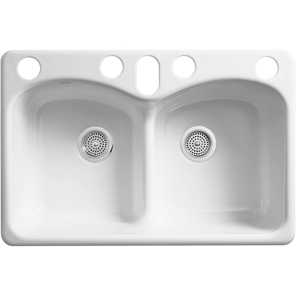 Langlade Smart Divide Double Bowl Undermount, White