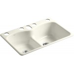 Langlade Smart Divide Double Bowl Undermount, Biscuit