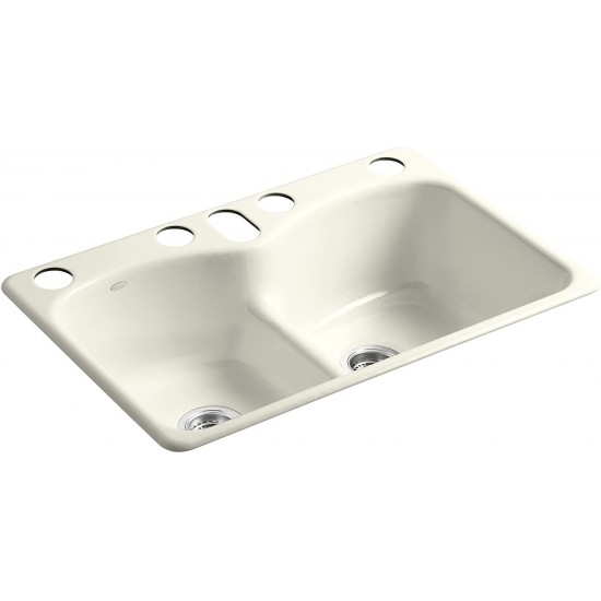 Langlade Smart Divide Double Bowl Undermount, Biscuit