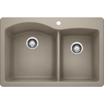 Diamond 1-3/4 Bowl Self Rimming Dual Deck, Truffle