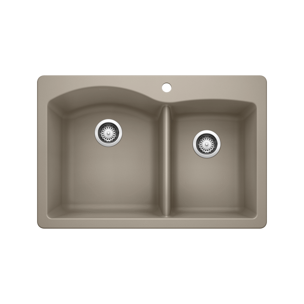 Diamond 1-3/4 Bowl Self Rimming Dual Deck, Truffle Diamond 1-3/4 Bowl Self Rimming Dual Deck, Truffle