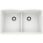 Diamond Equal Double Bowl Low Divide Undermount, White