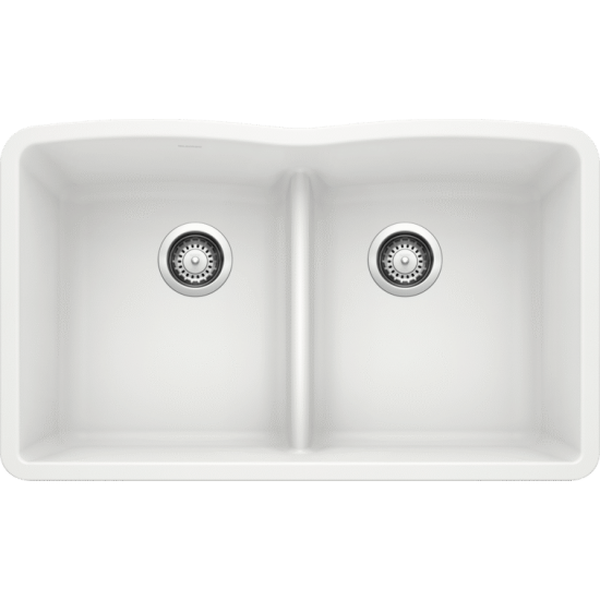 Diamond Equal Double Bowl Low Divide Undermount, White