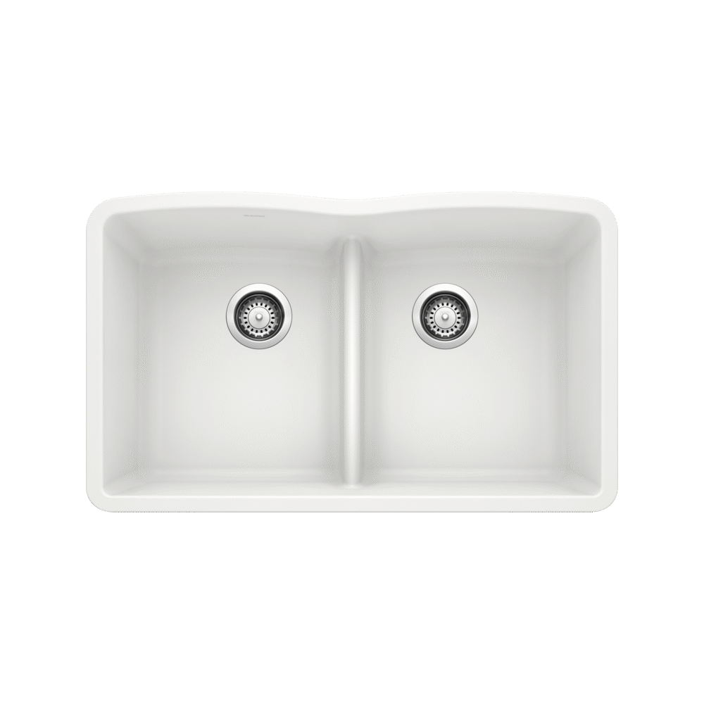 Diamond Equal Double Bowl Low Divide Undermount, White