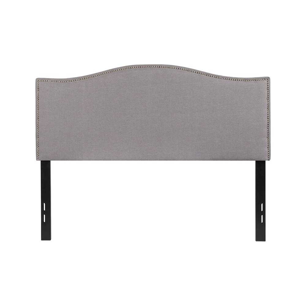 Lexington Upholstered Full Size Headboard with Accent Nail Trim in Light Gray Fabric Lexington Upholstered Full Size Headboard with Accent Nail Trim in Light Gray Fabric