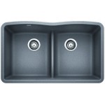 Diamond Equal Double Bowl Low Divide Undermount, Metallic Gray