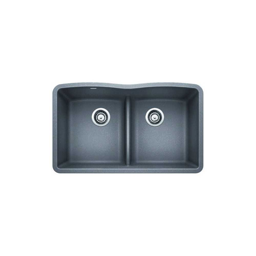 Diamond Equal Double Bowl Low Divide Undermount, Metallic Gray