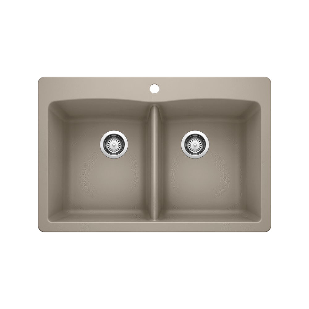 Diamond Equal Double Bowl Self Rimming Dual Deck, Truffle Diamond Equal Double Bowl Self Rimming Dual Deck, Truffle