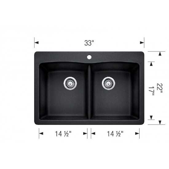 Diamond Equal Double Bowl Self Rimming Dual Deck, Anthracite