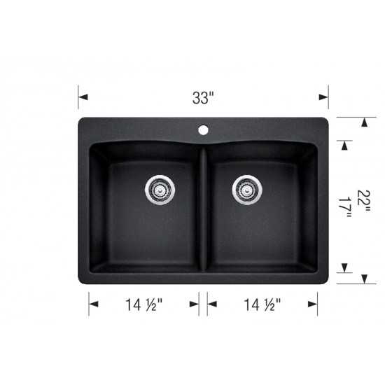 Diamond Equal Double Bowl Self Rimming Dual Deck, Biscuit