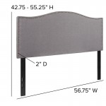 Lexington Upholstered Full Size Headboard with Accent Nail Trim in Light Gray Fabric