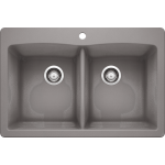 Diamond Equal Double Bowl Self Rimming Dual Deck, Metallic Gray