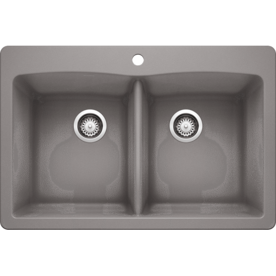 Diamond Equal Double Bowl Self Rimming Dual Deck, Metallic Gray