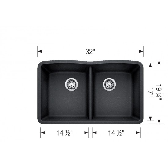 Diamond Equal Double Bowl Undermount, Truffle