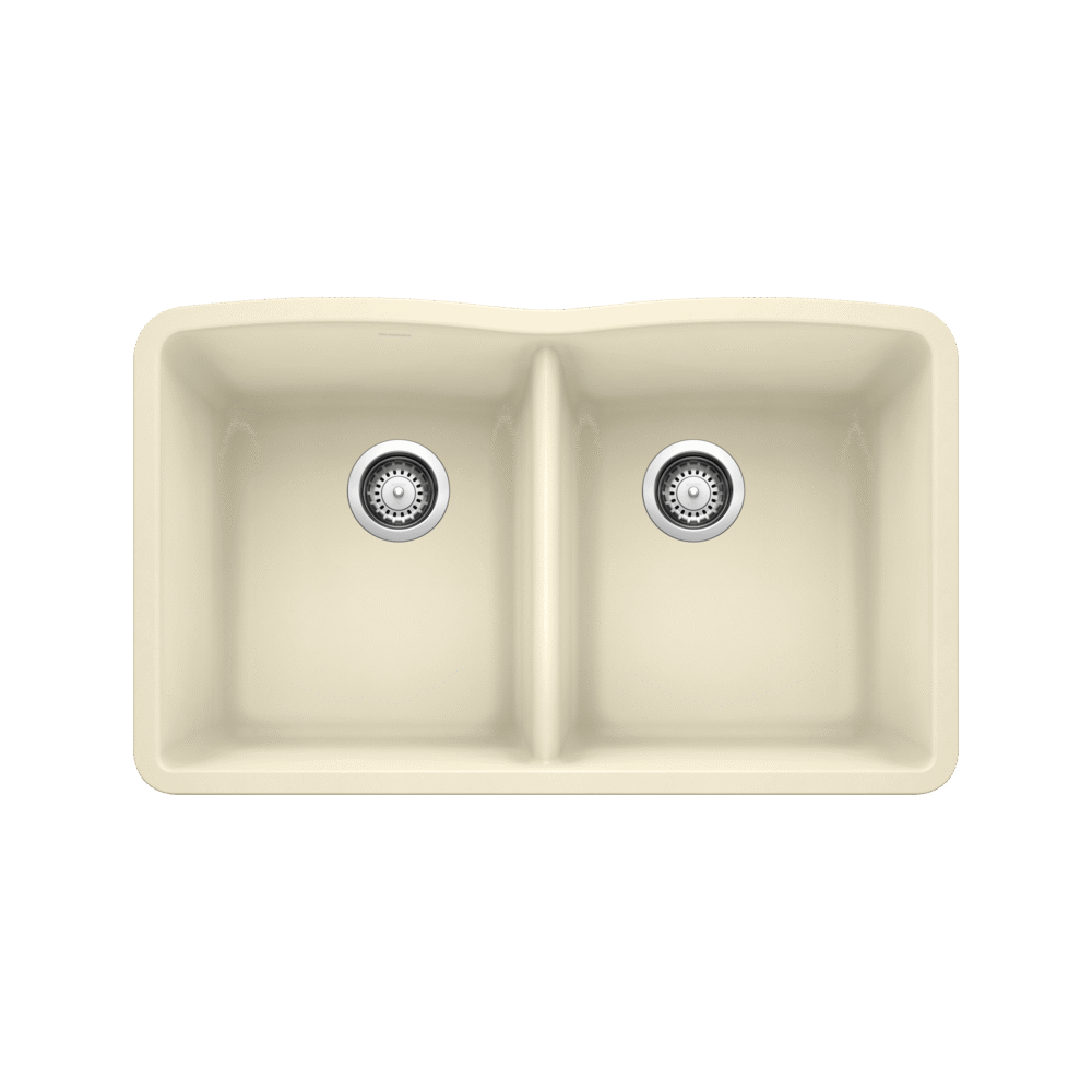 Diamond Equal Double Bowl Undermount, Biscuit