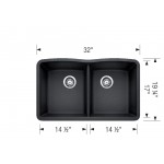 Diamond Equal Double Bowl Undermount, Biscuit