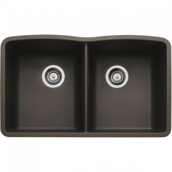 Diamond Equal Double Bowl Undermount, Cafe Brown