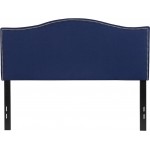 Lexington Upholstered Full Size Headboard with Accent Nail Trim in Navy Fabric