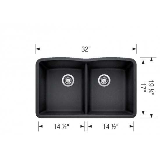 Diamond Equal Double Bowl Undermount, Cafe Brown